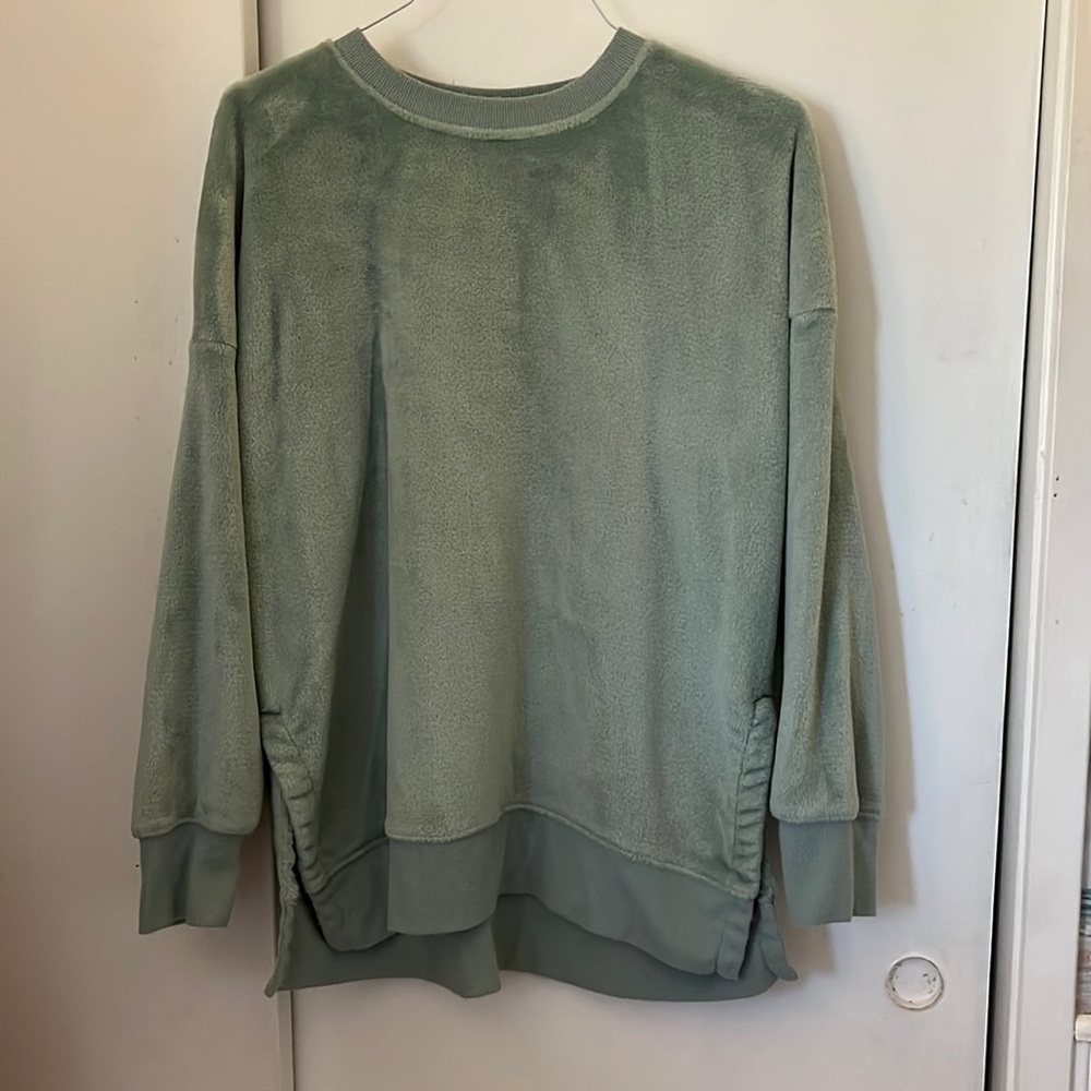 Sage Green Fuzzy Long Sleeve Shirt